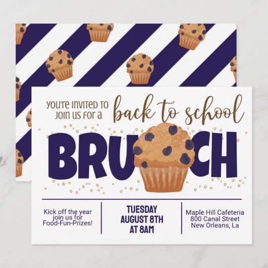 Terug naar de uitnodiging van School Brunch (Voorkant / Achterkant)