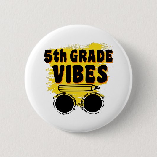 Terug naar de vijfde klas Shirt eerste dag Kind Ronde Button 5,7 Cm (Voorkant)