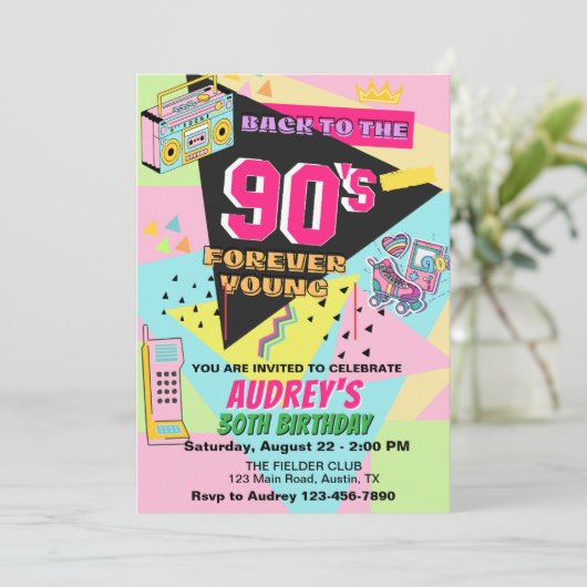 Terug naar het 90's Adult verjaardagsfeest Kaart (Staand voorkant)