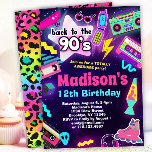 Terug naar het 90's verjaardagsfeest kaart