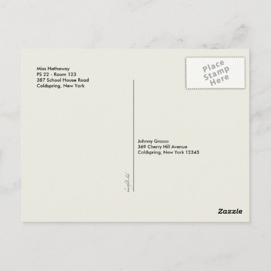 Terug naar het Briefkaart van de groet van de lera (Achterkant)