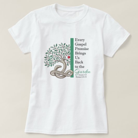 TERUG NAAR HET Christelijke evangelwitboek GARDEN T-shirt (Design voorkant)