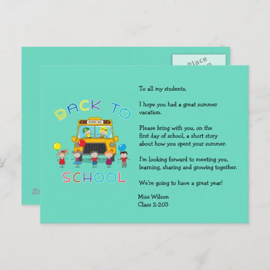 Terug naar het Ice Breaker Briefkaart van leerkrac (Voorkant / Achterkant)