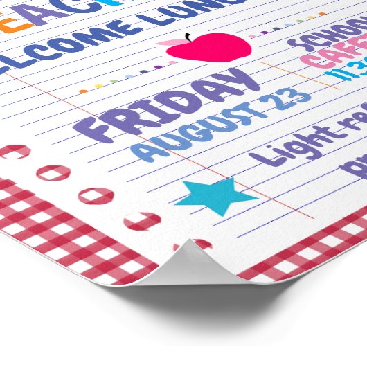 terug naar het lunchethema van schoolleraar poster (Hoek)