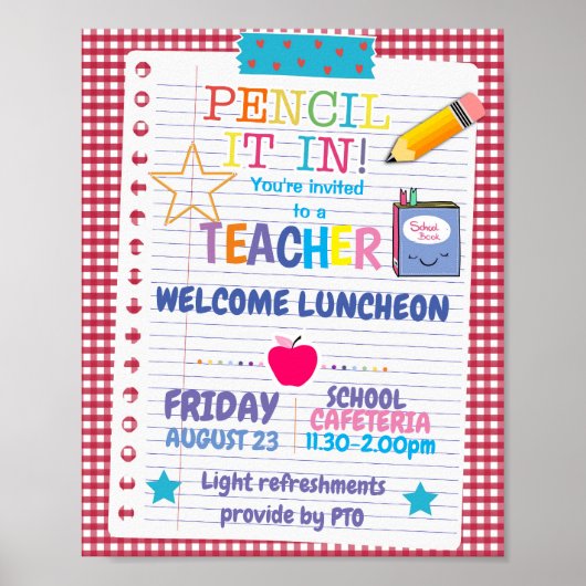 terug naar het lunchethema van schoolleraar poster (Voorkant)