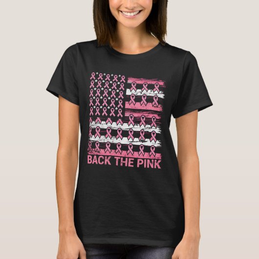 Terug naar het roze borstkankerbewustzijn Us Flag T-shirt (Voorkant)