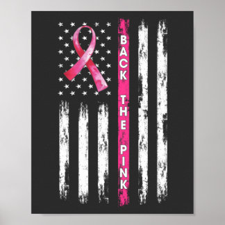 Terug naar het roze lintje-vlagborstkankerbewustzi poster