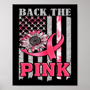 Terug naar het roze lintje-vlagborstkankerbewustzi poster