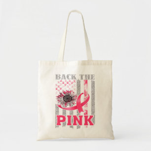 Terug naar het roze lintje-vlagborstkankerbewustzi tote bag