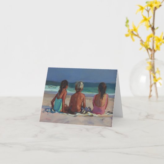 'Terug naar het strand' - kinderen genieten van he Kaart (Gele Bloem)