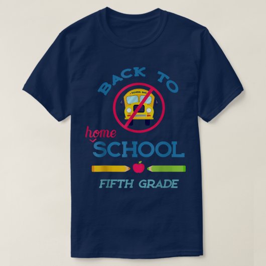 Terug naar Homeschool - vijfde klas Kind 1 T-shirt (Design voorkant)