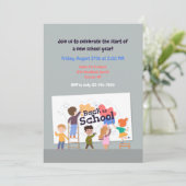 Terug naar Kinder uitnodiging op school (Staand voorkant)