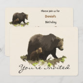 Terug naar Natuur, Bruin Beer Animal Birthday Part Kaart (Voorkant / Achterkant)