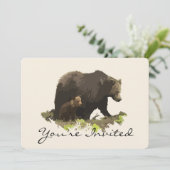 Terug naar Natuur, Bruin Beer Animal Birthday Part Kaart (Staand voorkant)