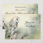 Terug naar Natuur, Owl, Vogel, Birthday Party Invi Kaart (Voorkant / Achterkant)