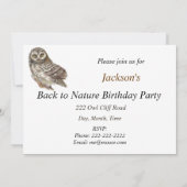 Terug naar Natuur, Owl, Vogel, Birthday Party Invi Kaart (Achterkant)