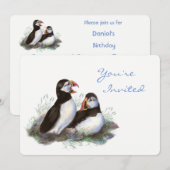 Terug naar Natuur Puffin Bird verjaardagsfeestje Kaart (Voorkant / Achterkant)