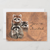 Terug naar Natuur Raccoons Animal Birthday Invite Kaart (Voorkant)