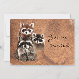 Terug naar Natuur Raccoons Animal Birthday Invite Kaart