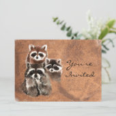 Terug naar Natuur Raccoons Animal Birthday Invite Kaart (Staand voorkant)