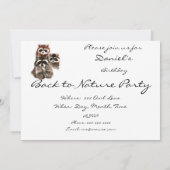 Terug naar Natuur Raccoons Animal Birthday Invite Kaart (Achterkant)