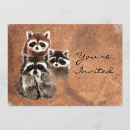 Terug naar Natuur Raccoons Animal Birthday Invite Kaart