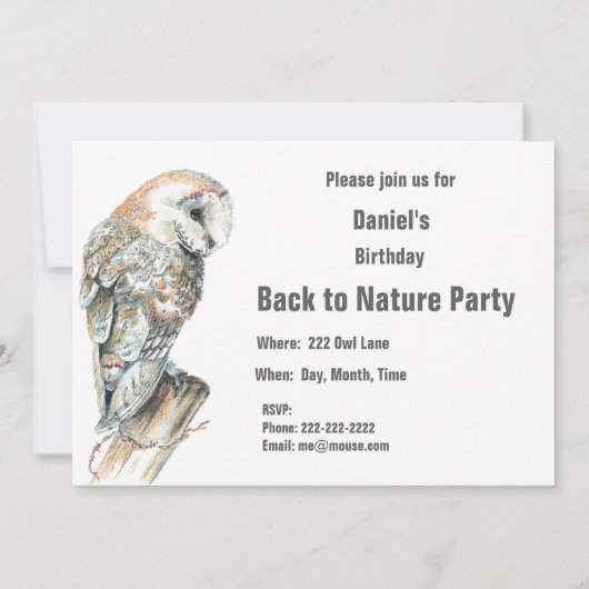 Terug naar Natuur, Schuur Uil, Vogel, Verjaardagsf Kaart (Achterkant)