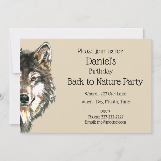 Terug naar Natuur, Wolf, Dierlijke Verjaardagsuitn Kaart (Achterkant)