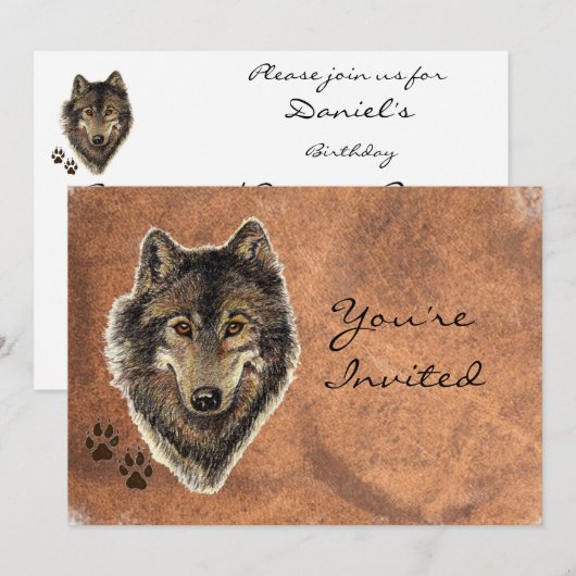 Terug naar Natuur, Wolf, Dierlijke Verjaardagsuitn Kaart (Voorkant / Achterkant)
