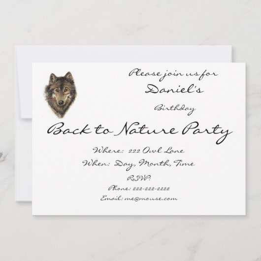 Terug naar Natuur, Wolf, Dierlijke Verjaardagsuitn Kaart (Achterkant)