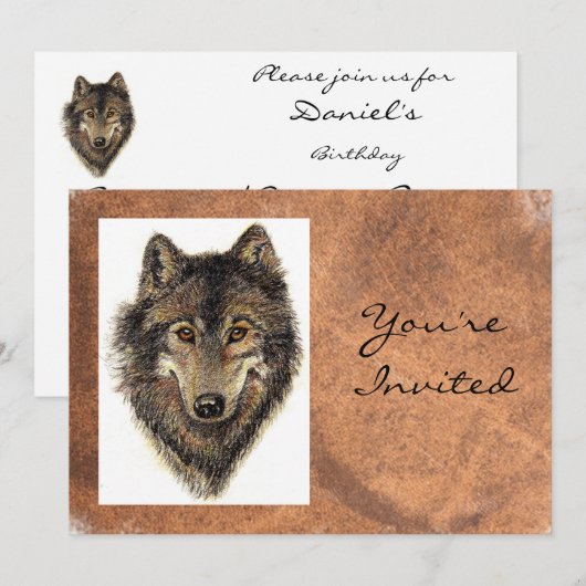 Terug naar Natuur, Wolf, Dierlijke Verjaardagsuitn Kaart (Voorkant / Achterkant)
