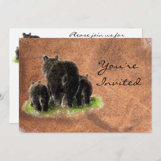 Terug naar Natuur Zwarte Beren Verjaardag Uitnodig Kaart (Voorkant / Achterkant)