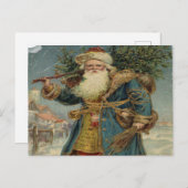 Terug naar oude kunst. Snowy Kerstmis met kerstman Briefkaart (Voorkant / Achterkant)