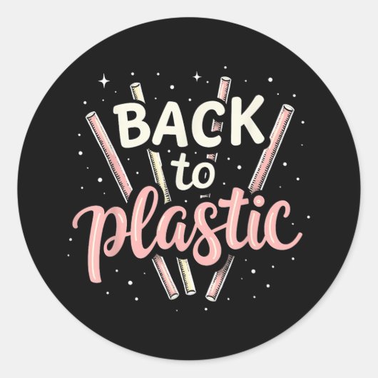 Terug naar Plastic Ronde Sticker (Voorkant)