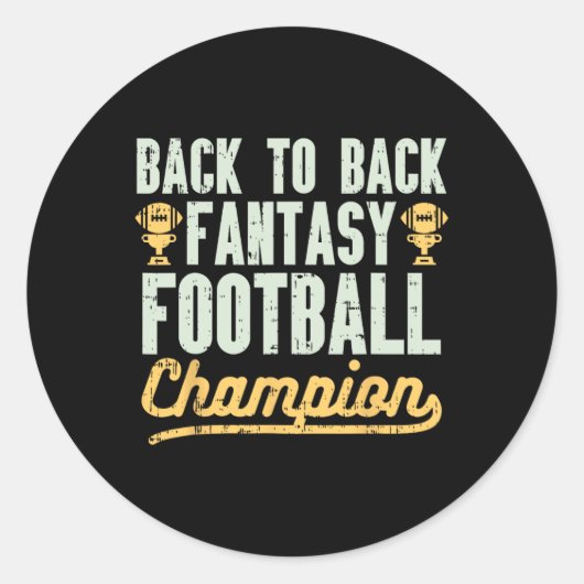 Terug naar Rug Fantasy Football Champion Gridiron  Ronde Sticker (Voorkant)