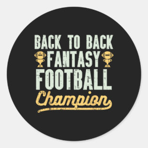 Terug naar Rug Fantasy Football Champion Gridiron Ronde Sticker