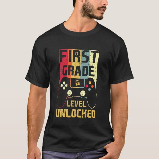 Terug naar school 1e graad niveau ontgrendeld vide t-shirt (Voorkant)