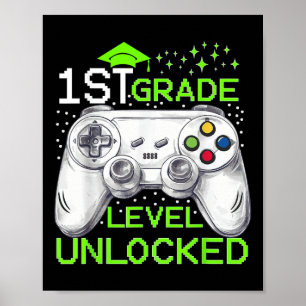 Terug naar school 1e klas niveau ontgrendeld gamer poster