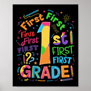 Terug naar school 1e klas team typografie student poster