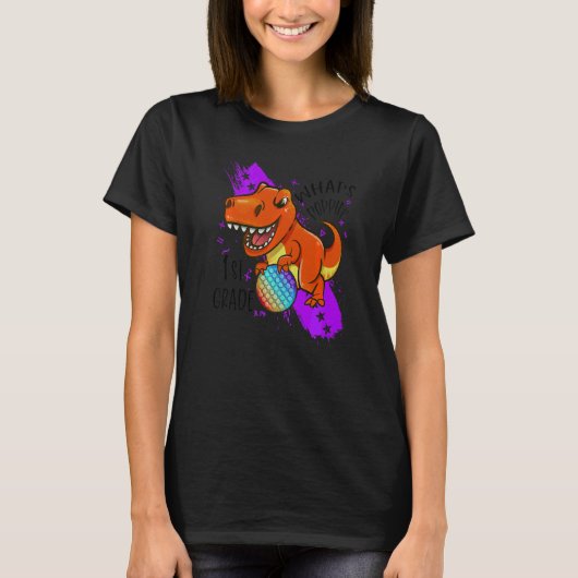 Terug naar school 1e leerjaar Dinosaur Rex Pop It  T-shirt (Voorkant)