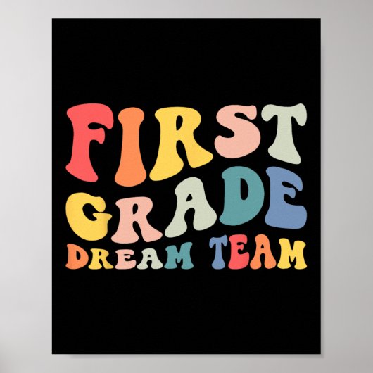 Terug naar school 1e leerjaar droomteam groovy ler poster (Voorkant)