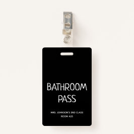Terug naar School 2023 Badkamer Hall Pass Badge
