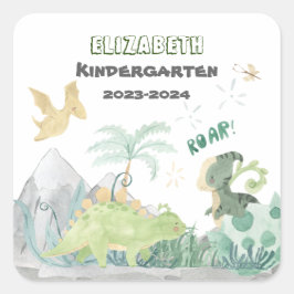 Terug naar school 2023 gepersonaliseerde leuke din vierkante sticker