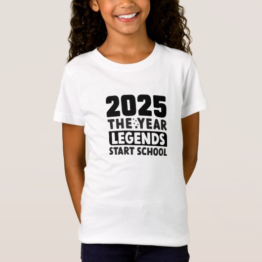 Terug naar school 2025 het jaar legendes beginnen  t-shirt (Voorkant)