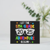 Terug naar school 2025 Laat het 5e leerjaar avontu Save The Date (Staand voorkant)