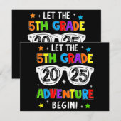 Terug naar school 2025 Laat het 5e leerjaar avontu Save The Date (Voorkant / Achterkant)