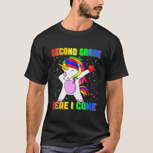 Terug naar school 2e graad Unicorn Dabbing Kinder  T-shirt (Voorkant)