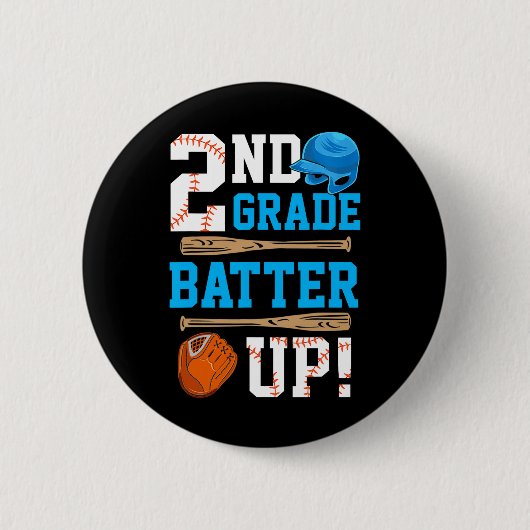Terug naar school 2e klas Batter eerst Baseball Ronde Button 5,7 Cm (Voorkant)