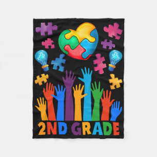 Terug naar school 2e klas puzzels Hart Autisme Awa Fleece Deken