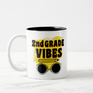 Terug naar school 2e klas vibes shirt eerste dag k tweekleurige koffiemok